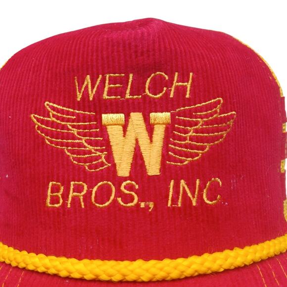 Vintage Welch Bros Inc Snapback Trucker Red Yellow Mesh Hat Cap 3 STRIPE, NWOT - Picture 4 of 6